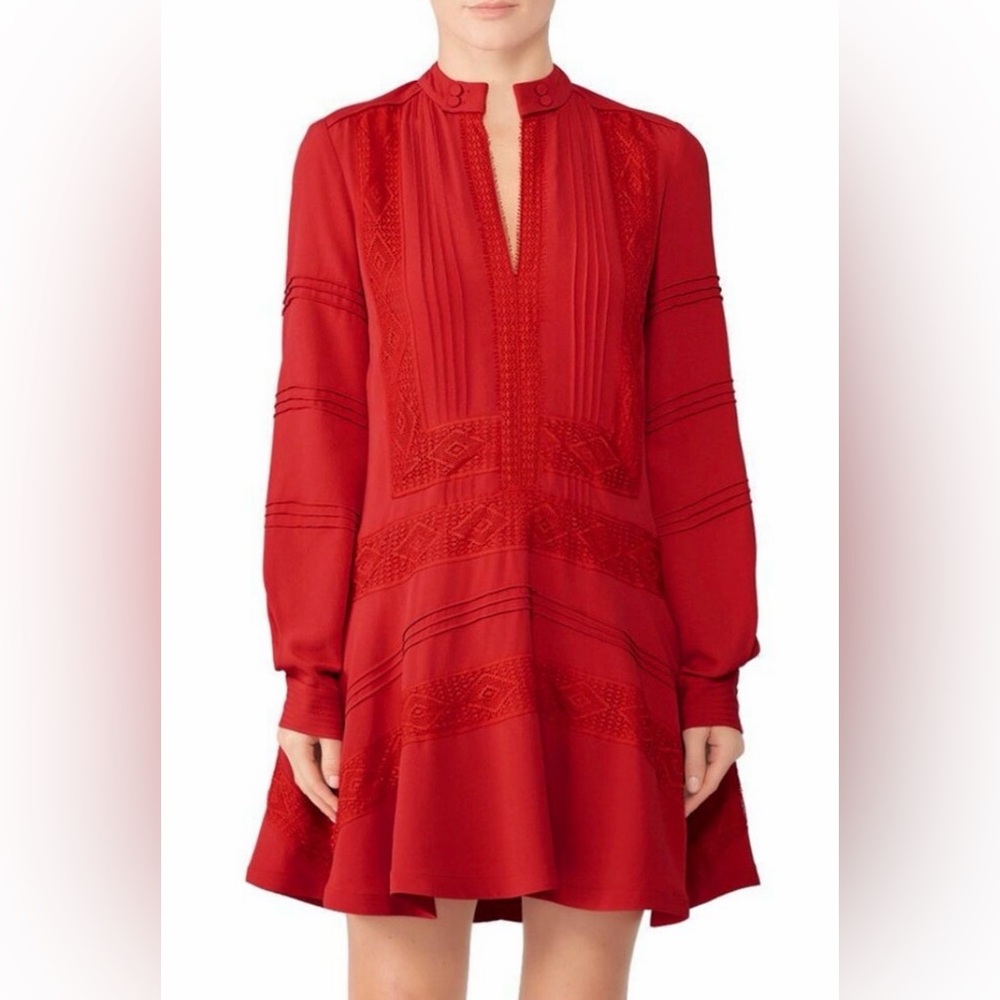 Derek Lam 10 Crosby Lace Trapeze Dress Red size 4
